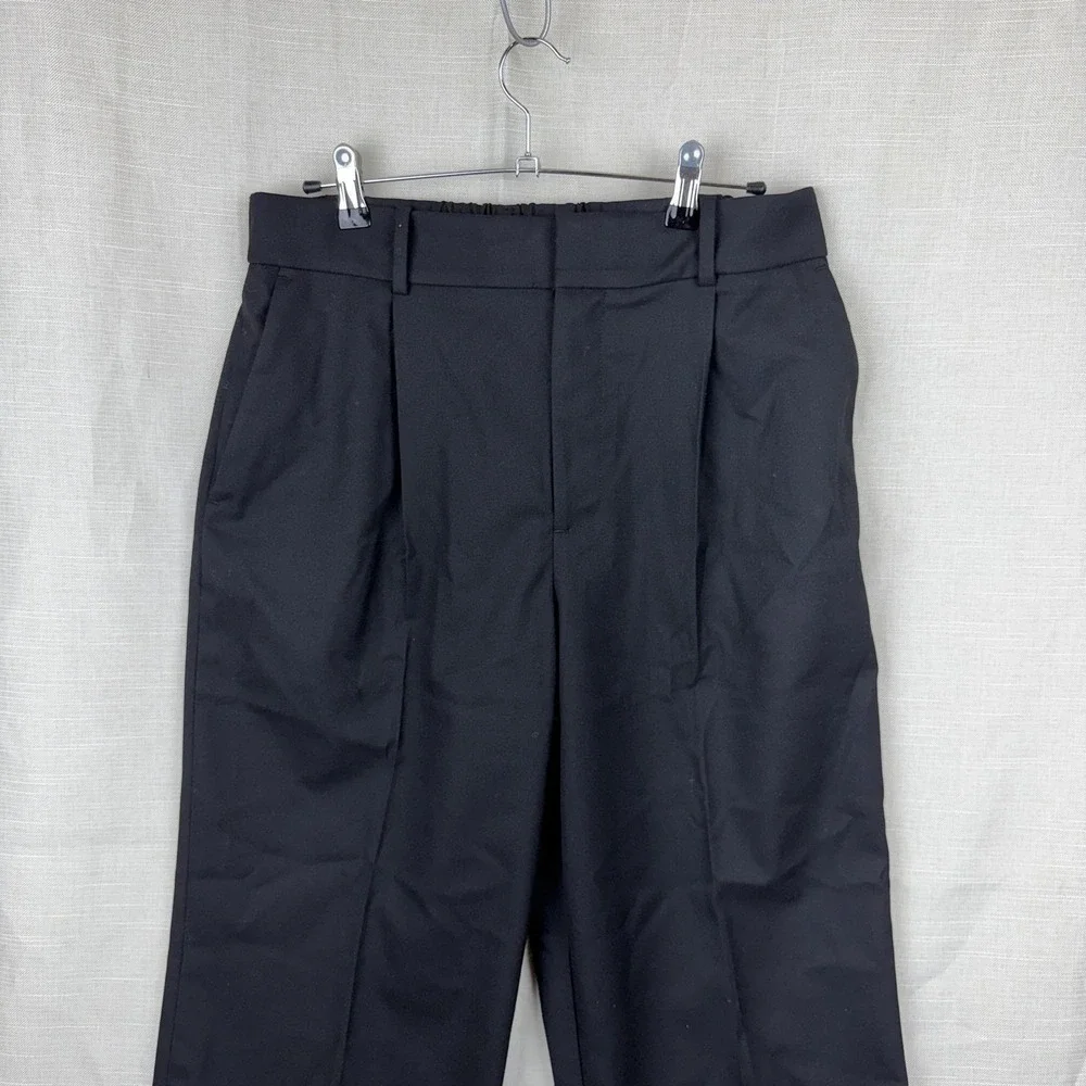 Madewell Dress Pants Womens 10 Black Slouchy Straight Twill Pull‎ On Work Office